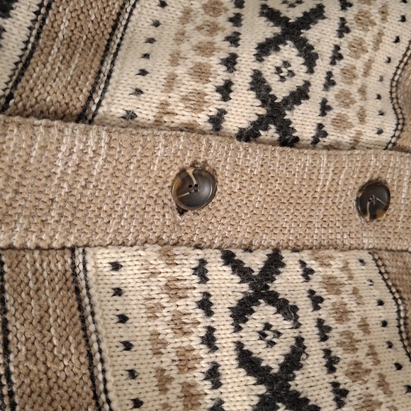 Sansara Women's Tan/Grey & Black Wool Shawl-collar Cowichan Cardigan (Size XL) - Picture 6 of 9